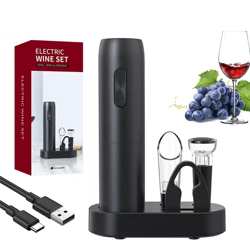 Wine Beer And Liquor - مجموعة فتاحة زجاجات النبيذ الكهربائية 4