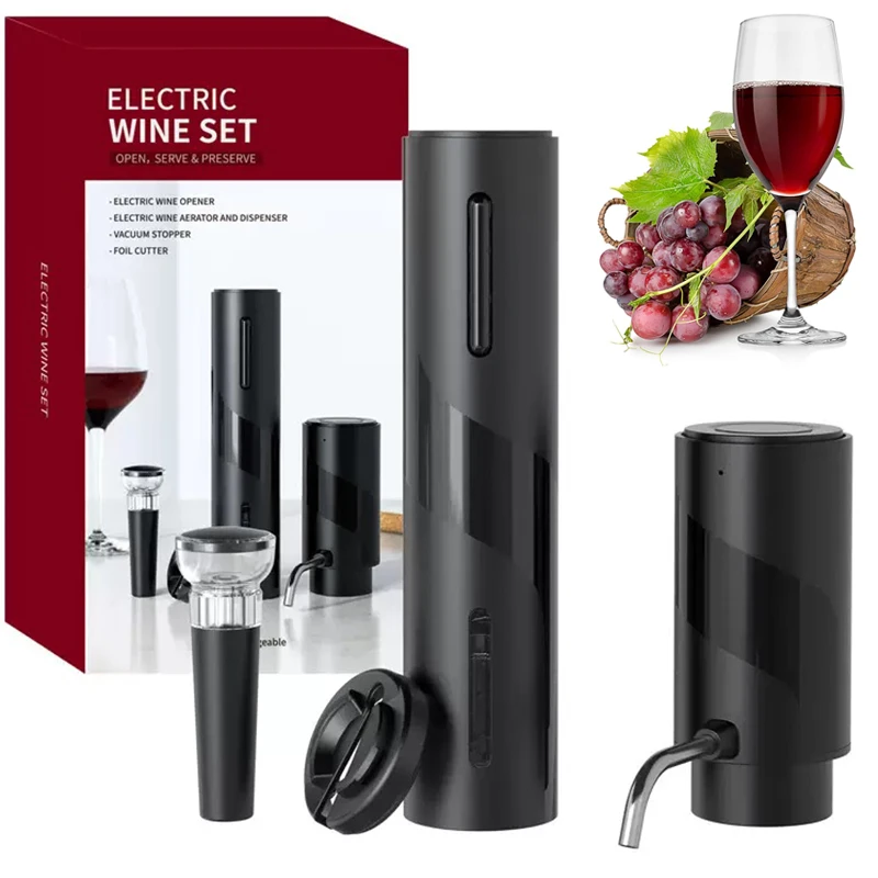 Decanter Aerator Set - مجموعة فتاحة النبيذ الكهربائية 4 في