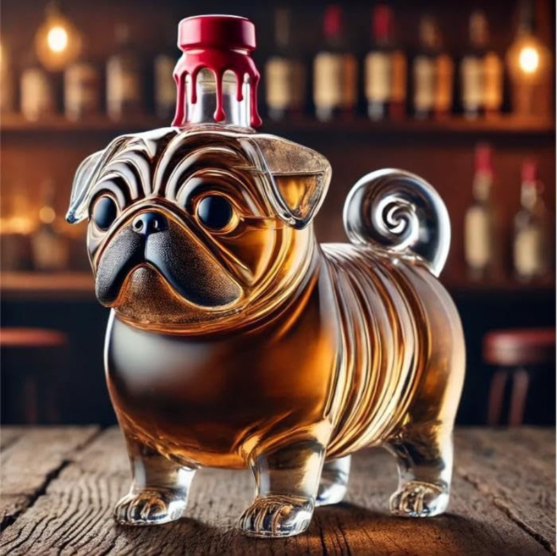 Wine Vodka Beer - حامل زجاجات شفاف على شكل كلب