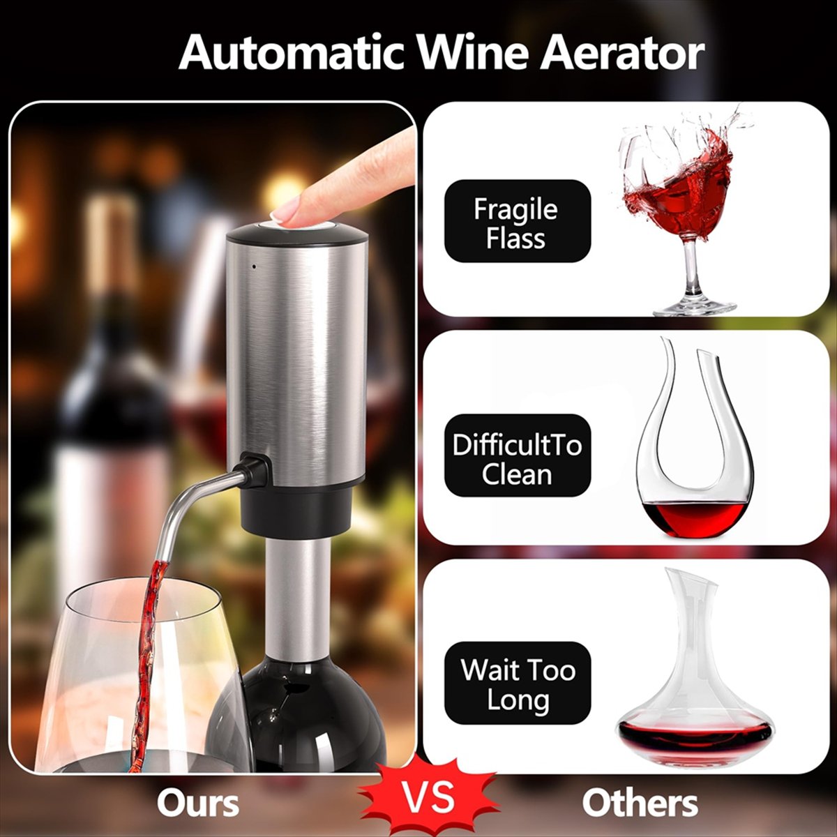 مجموعة إناء النبيذ الكهربائية  - مراجعة Decanter Aerator Set وسعره