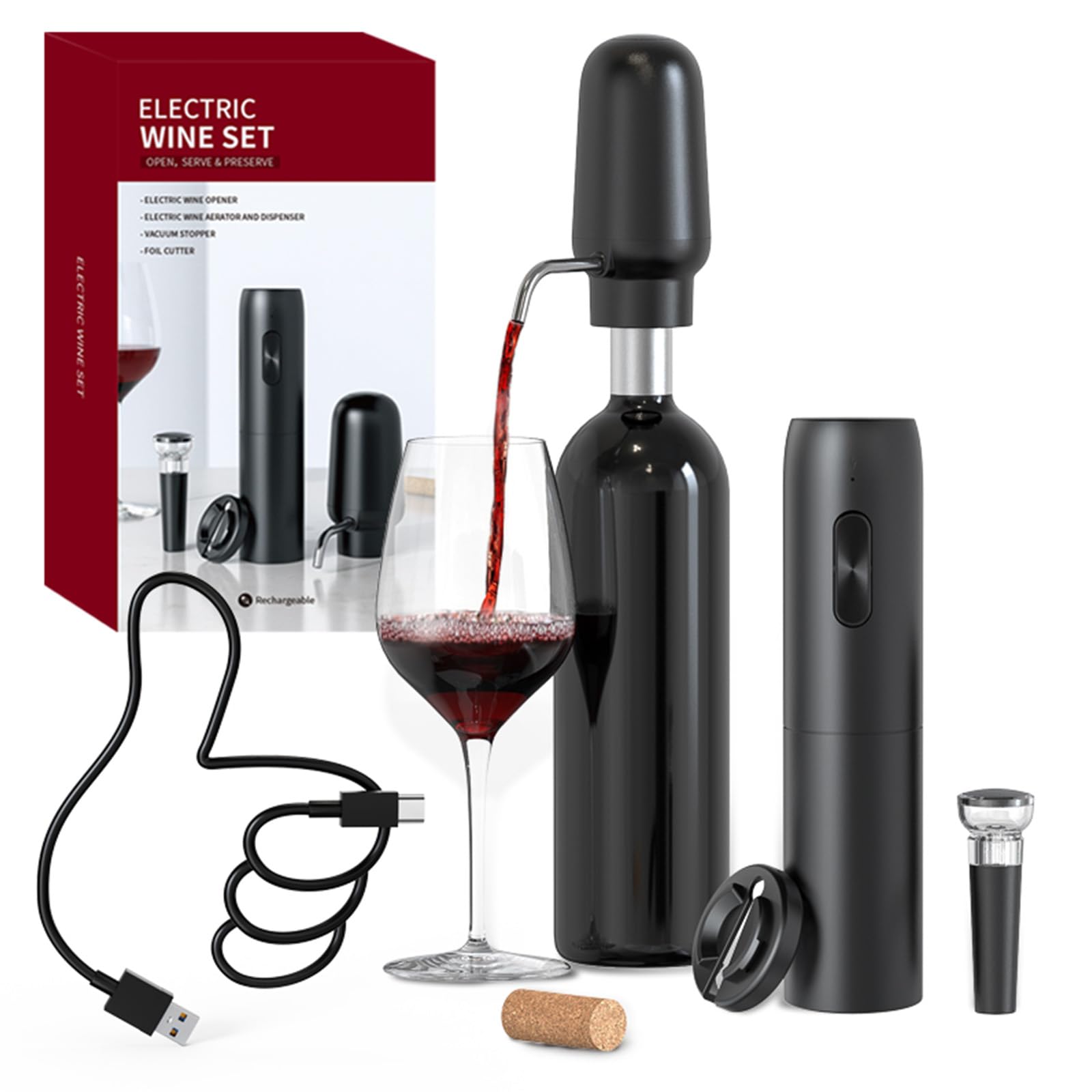 مهوية النبيذ الكهربائية الذكية - مراجعة Decanter Aerator Set وسعره