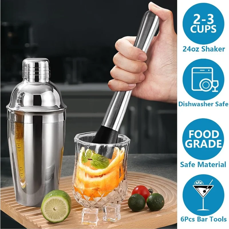 طقم خلاط كوكتيل من الفولاذ الم - مراجعة Muddler Cocktail Bar وسعره
