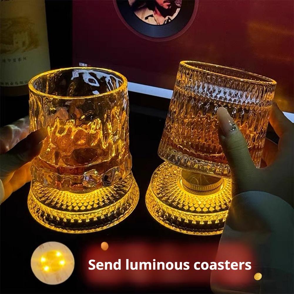 كؤوس ويسكي دوارة مع قاعدة زجاج - مراجعة Wine Beer And Liquor وسعره